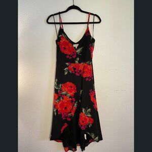 Love & Piece Black Floral Wrap Dress XS – Adjustable Straps, Romantic Fit